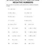 Operations With Positive And Negative Numbers Interactive Worksheet