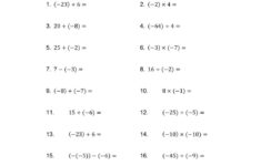 Operations With Positive And Negative Numbers Interactive Worksheet