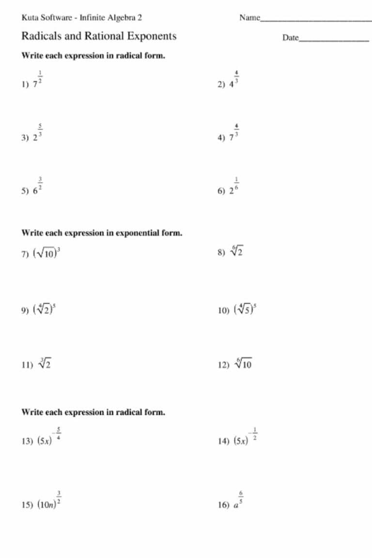 Operations With Radicals Worksheet Education 2020VW COM