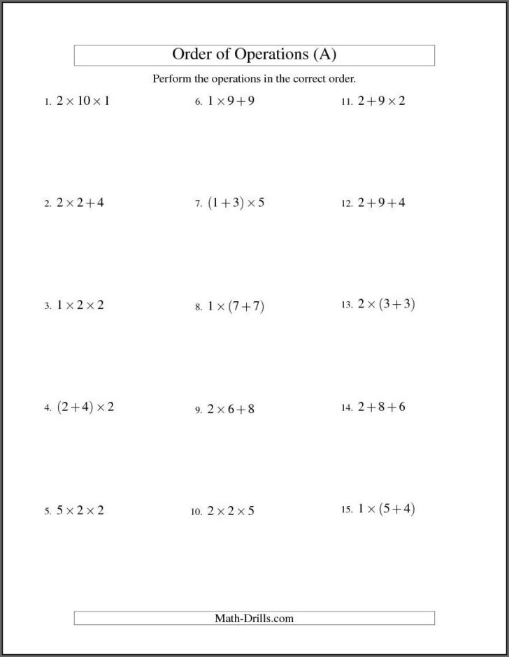 Order Of Operations Rational Numbers Worksheet