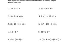 Order Of Operation Interactive Worksheet