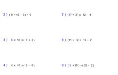 Order Of Operations 2 MDAS With Parentheses Worksheet