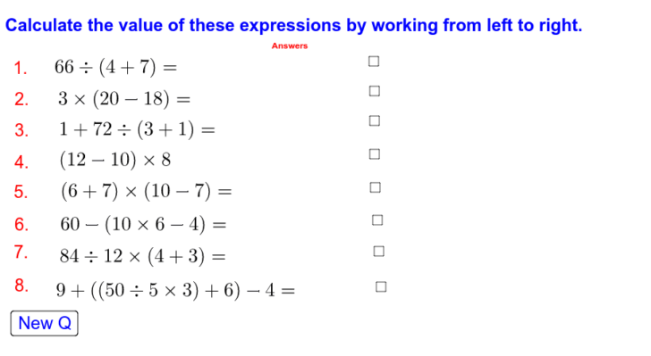 Order Of Operations Addition Subtraction Multiplication Division Worksheets