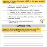 Order Of Operations And Grouping Symbols 5th Grade Math Worksheet