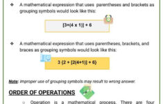 Order Of Operations And Grouping Symbols 5th Grade Math Worksheet