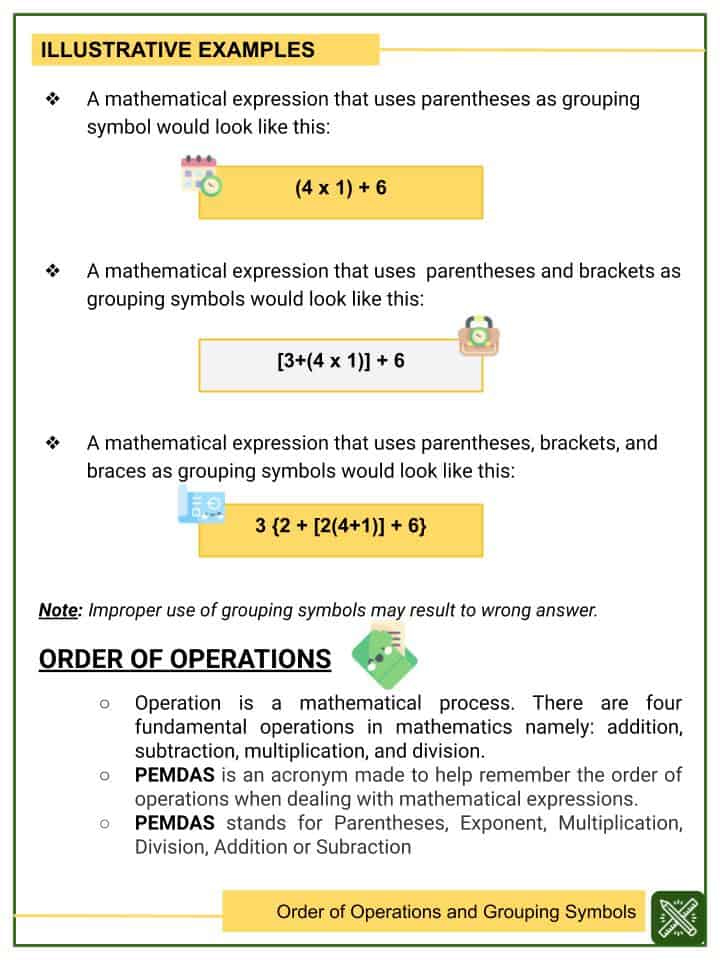 Order Of Operations With Grouping Symbols Worksheet