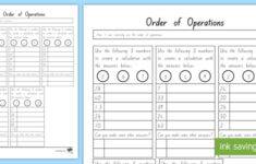 Order Of Operations BEDMAS Worksheet