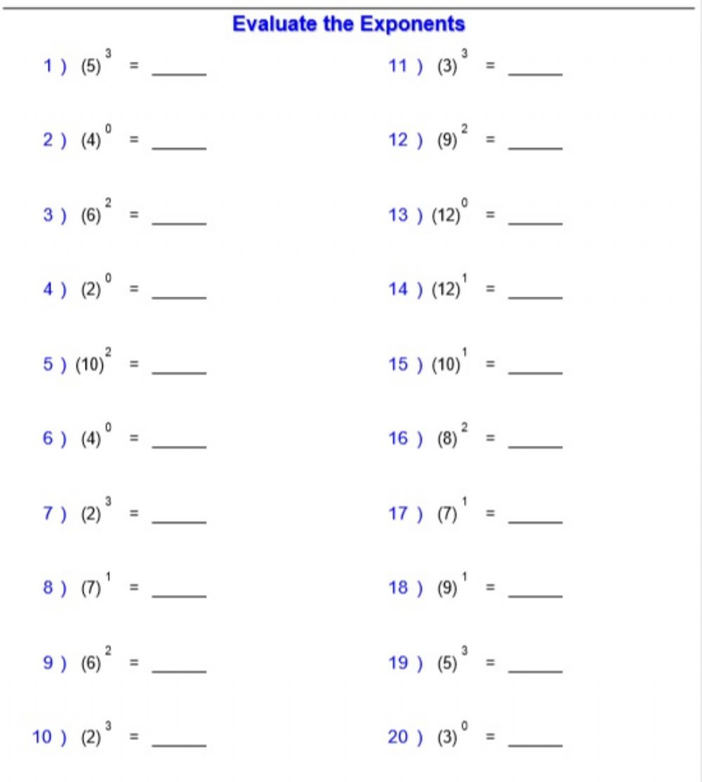 Exponents Order Of Operations Worksheet Order Of Operation Worksheets