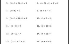 Order Of Operations Homework Worksheet