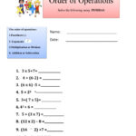 Order Of Operations Interactive Worksheet