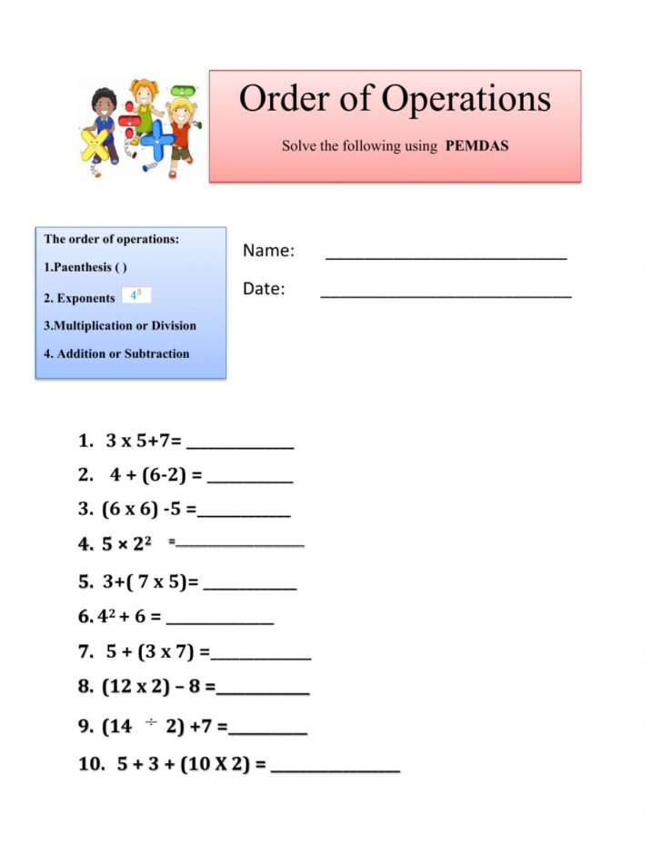 Order Of Operations Online Worksheets