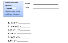 Order Of Operations Interactive Worksheet