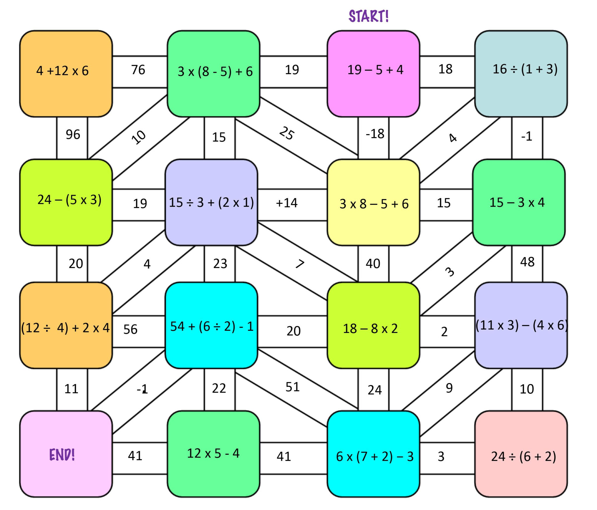 Order Of Operations Maze Worksheet | Order of Operation Worksheets