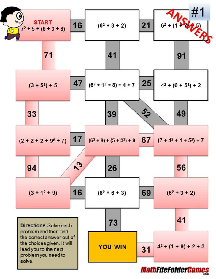 Order Of Operations Maze WITH Parentheses Brackets AND Exponents ...