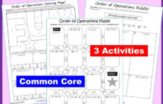 ORDER OF OPERATIONS Mazes Riddles Coloring Pages Fun Activities