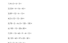 Order Of Operations MDAS Worksheet