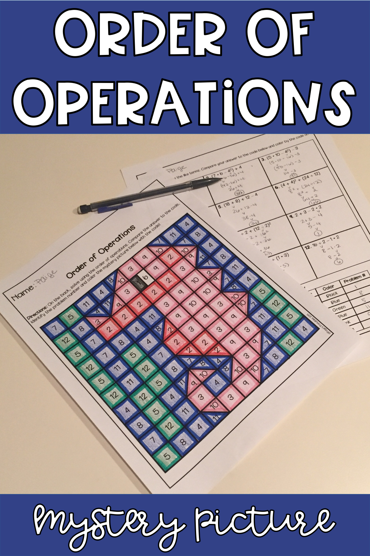 Order Of Operations OCEAN THEMED Mystery Picture FREEBIE With Images 