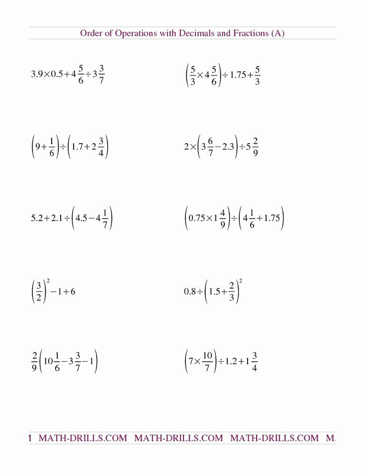 Order Of Operations Pemdas Practice Worksheets Answers