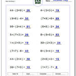 Order Of Operations Pemdas Practice Worksheets Answers A Order Of