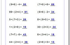 Order Of Operations Pemdas Practice Worksheets Answers A Order Of
