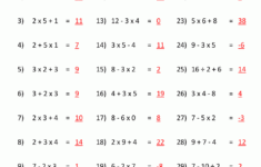 Order Of Operations Sheet 5 2 Answers 6th Grade Worksheets Pemdas