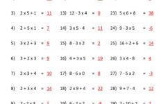 Order Of Operations Sheet 5 2 Answers 6th Grade Worksheets Pemdas