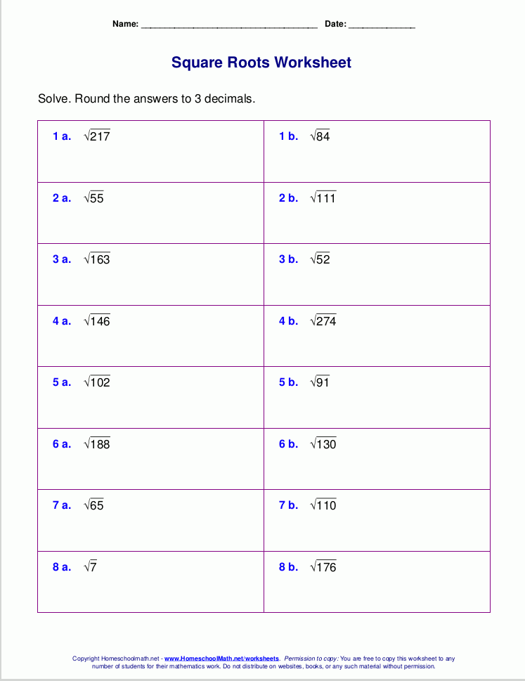Order Of Operations With Exponents And Roots Worksheet