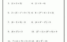 Order Of Operations With Parenthesis And Exponents Algebra Worksheets