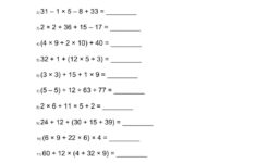 Order Of Operations Worksheet