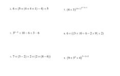 Order Of Operations Worksheet Integers Order Of Operations Six