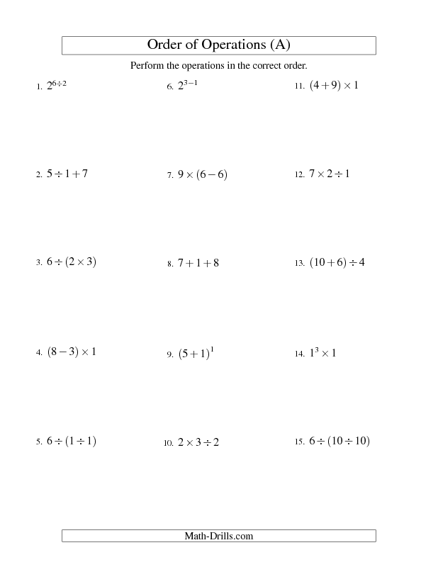 Order Of Operations Worksheet Integers Order Of Operations Two 