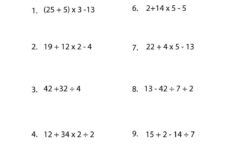Order Of Operations Worksheet Order Of Operations Worksheets