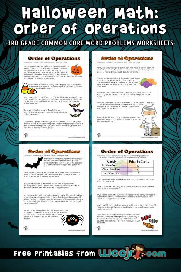 Order Of Operations Worksheets For Halloween Woo Jr Kids Activities 