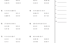 Order Of Operations Worksheets Pemdas Worksheets 8th Grade Math