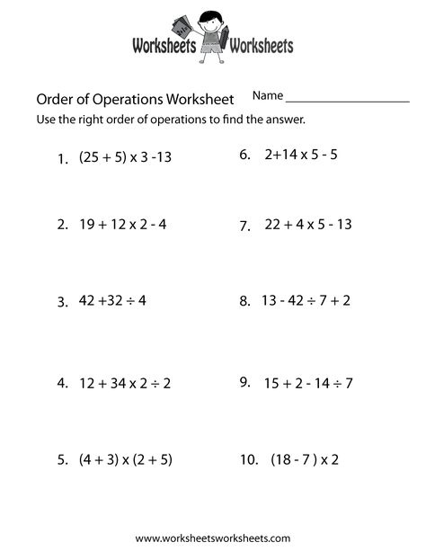 Order Of Operations Worksheets With Answer Key Pin On Middle School 