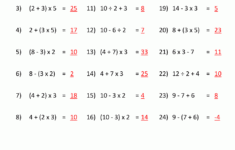 PEMDAS Rule Worksheets