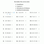 PEMDAS Rule Worksheets Math Pages Mathematics Worksheets 7th
