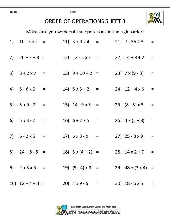 Pemdas Worksheets For 5th Grade Worksheets Master