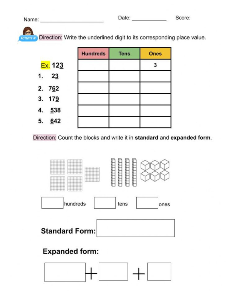 Place And Place Value Worksheets