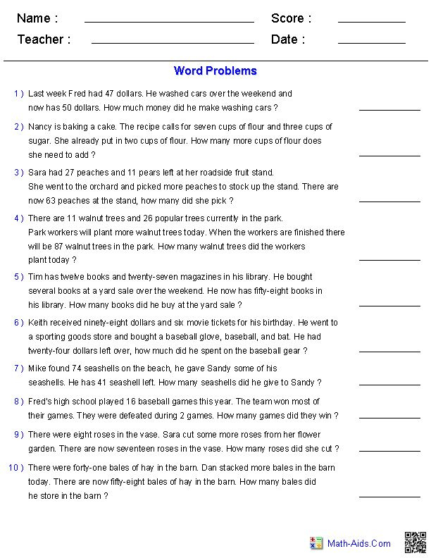 Math Aids Word Problem Worksheets Order Of Operation Worksheets