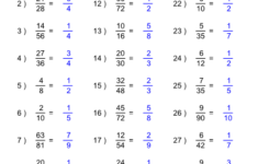 Reduce Fractions Worksheet