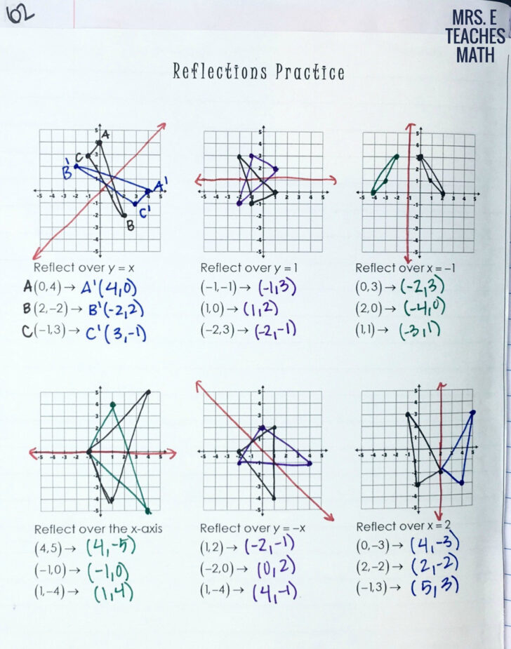 Reflections Worksheet Math Aids Answers