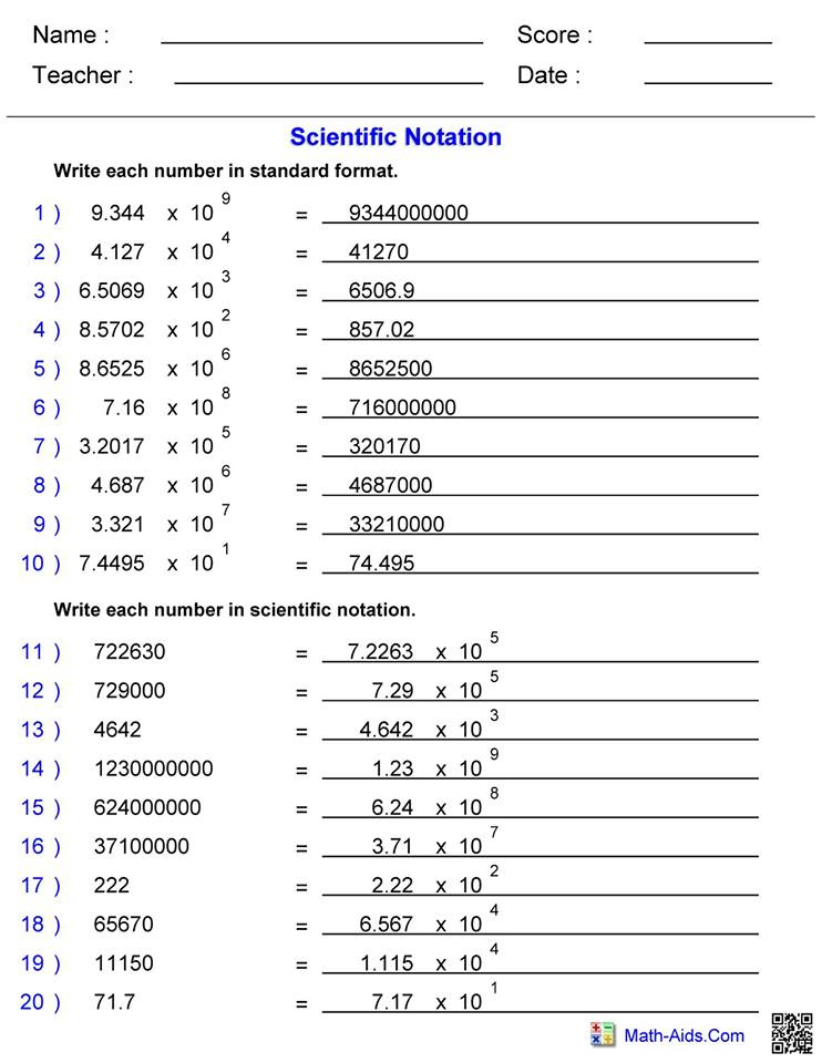 Scientific Notation Worksheet 3 Answers Hoeden At Home