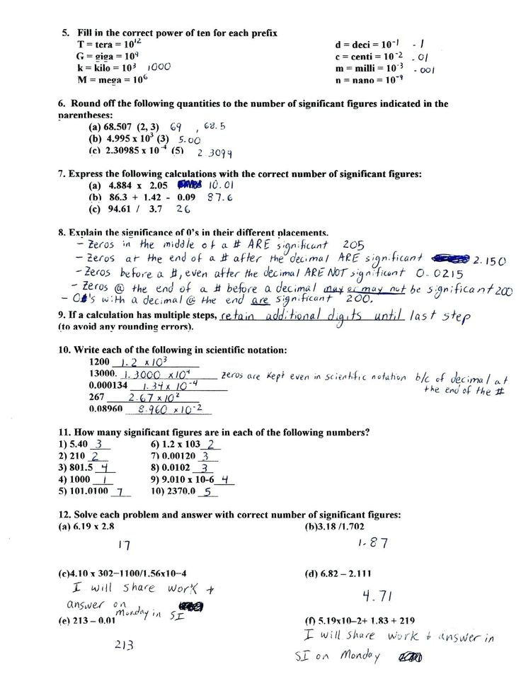 Scientific Notation Worksheet Answer Key Scientific Notation Worksheet 