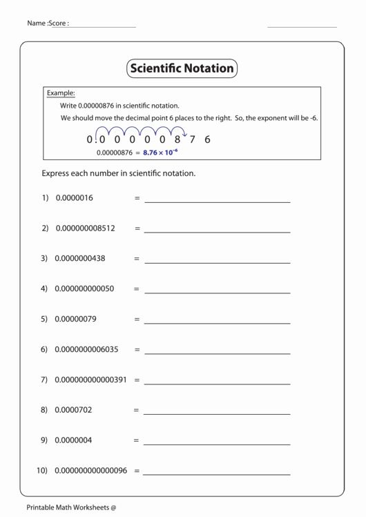 Scientific Notation Worksheet With Answers New Expressing Numbers In 