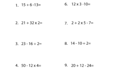 Simple Order Of Operations Worksheet Free Printable Educational Worksheet