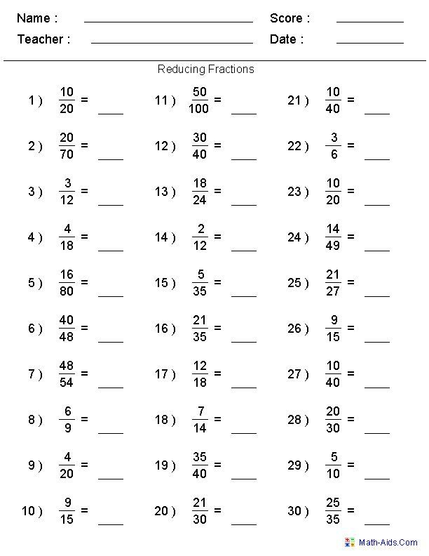 Simplifying Fractions Worksheet Free Printable Learning How To Read