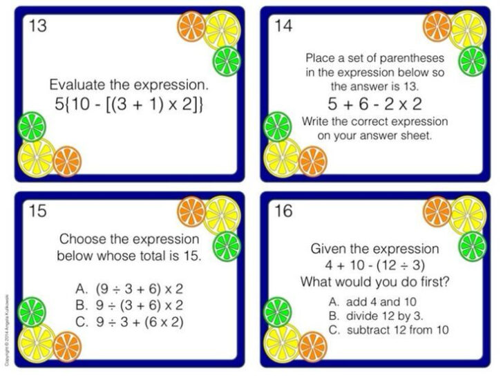 Order Of Operations Worksheets With Parentheses Brackets And Braces