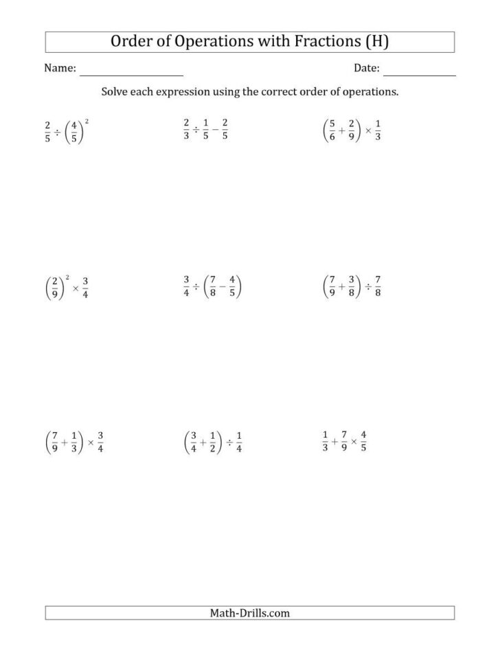 Ged Order Of Operations Worksheets