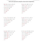 The Order Of Operations With Whole Numbers And No Exponents Six Steps